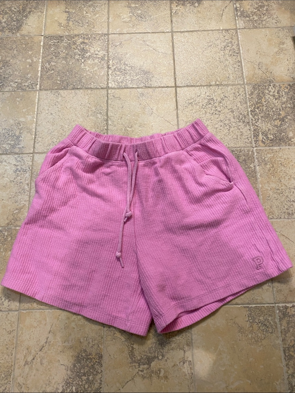 PINK Victoria's Secret Ribbed Pink Drawstring Athletic Shorts